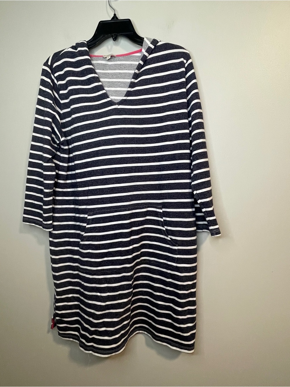 Talbots Navy and White Striped Hooded Dress